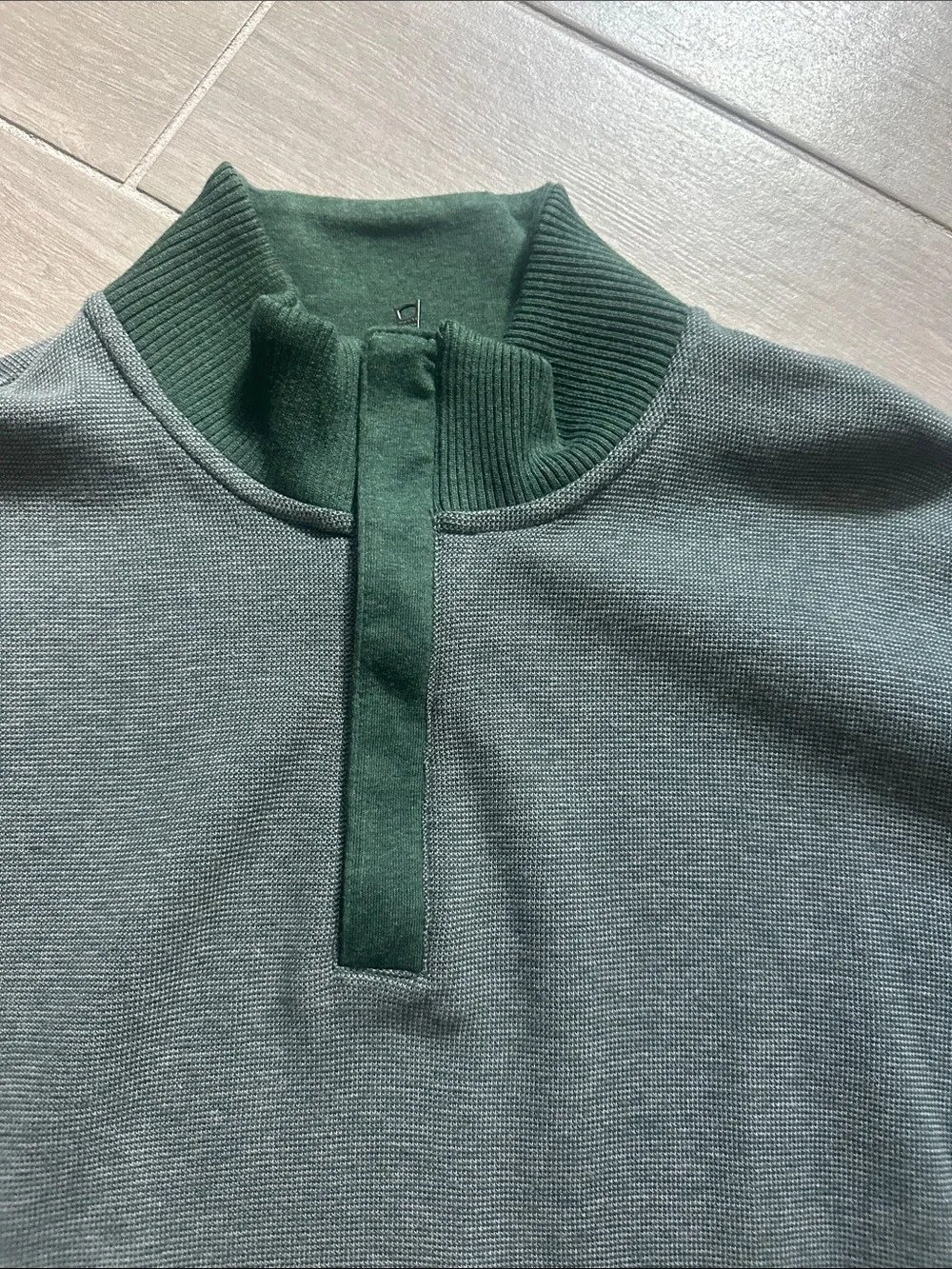 Banana Republic Men's Two-Tone Green Quarter-Zip Sweater